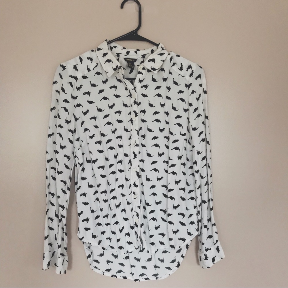 dinosaur print button down shirt